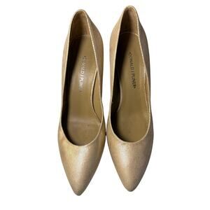Donald J. Pliner Gold Metallic Leather Pointed Heels 7.5
